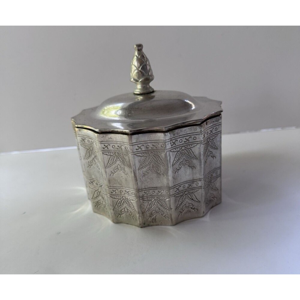 Godinger Silver Plate Trinket Jewelry Box Red Lined 1991 Vintage Keepsake Lid *